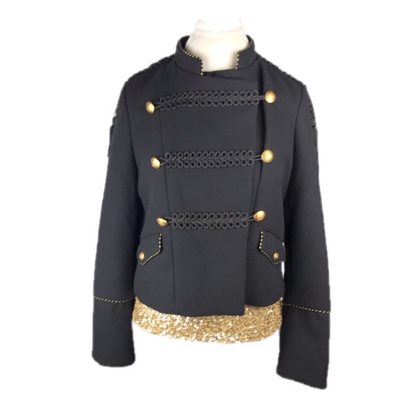 Zara Jackets & Coats Zara Black Military Jacket With Gold Buttons
